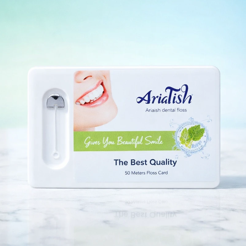 نخ دندان مدل کارتی مسافرتی آریاتیش (Dental Floss – Travel Card Model) | شرکت: Ariatish | دنتالاین نخ دندان مدل کارتی مسافرتی آریاتیش (Dental Floss – Travel Card Model) | شرکت: Ariatish | دنتالاین